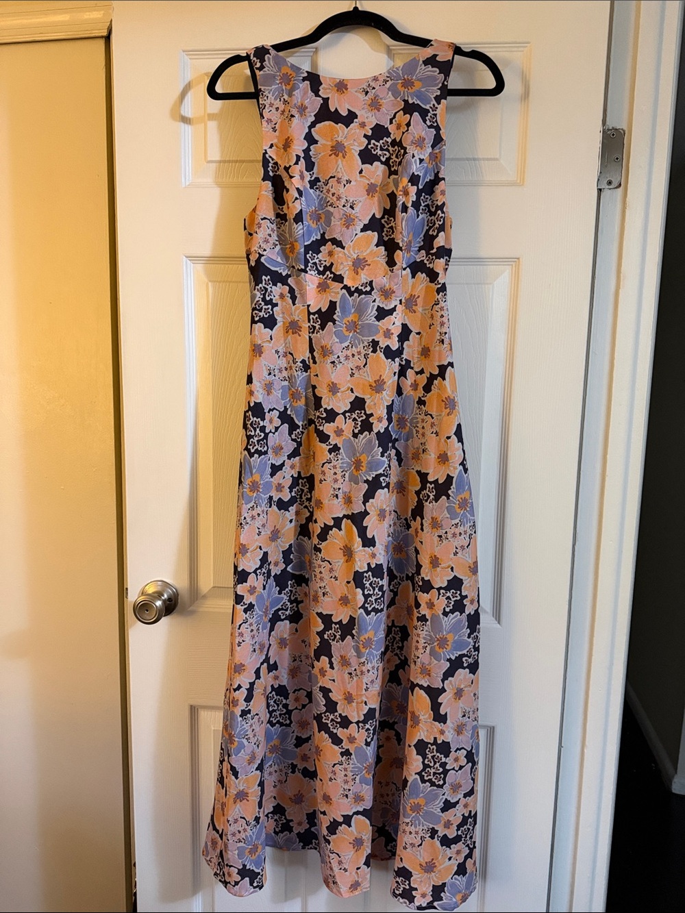 Showpo Floral Maxi Dress in Navy, Peach & Lilac